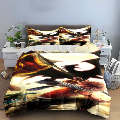 Fiery Warrior with Dragon and Flag Theme Bedding Set Bedding Set (1 Duvet Cover, 2 Pillowcases, Duvet Not Included) Sofas.