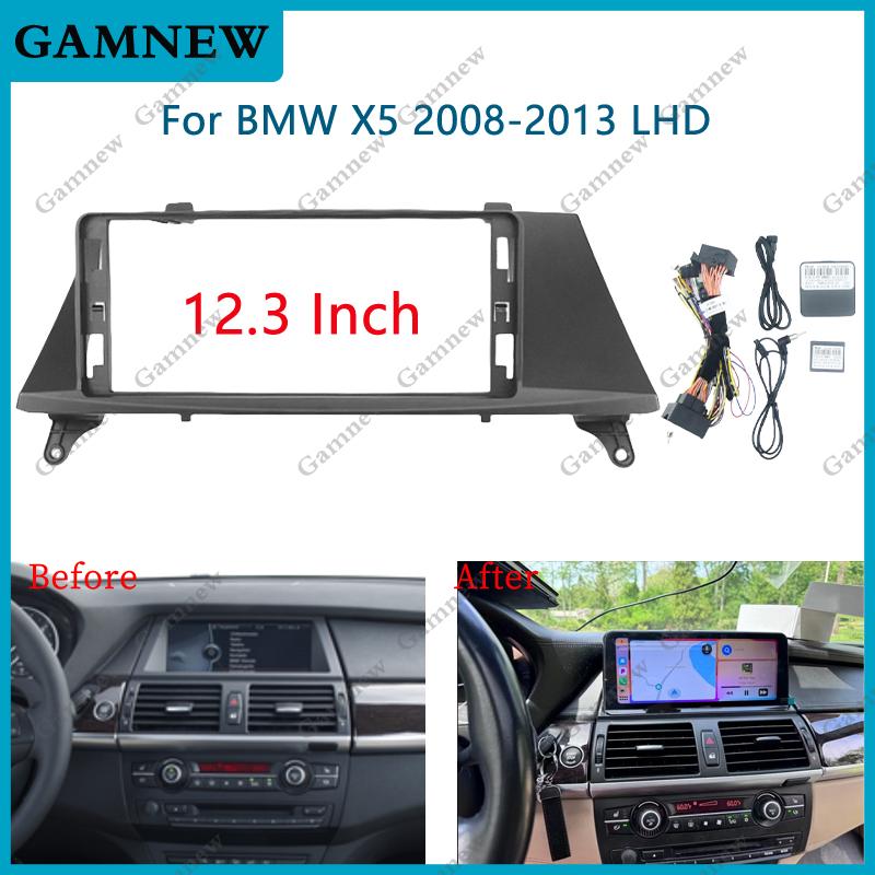 12.3 Inch Car Frame Fascia Adapter Android Radio Dash Fitting Panel Kit For BMW X5 2008-2013 Left Hand Drive