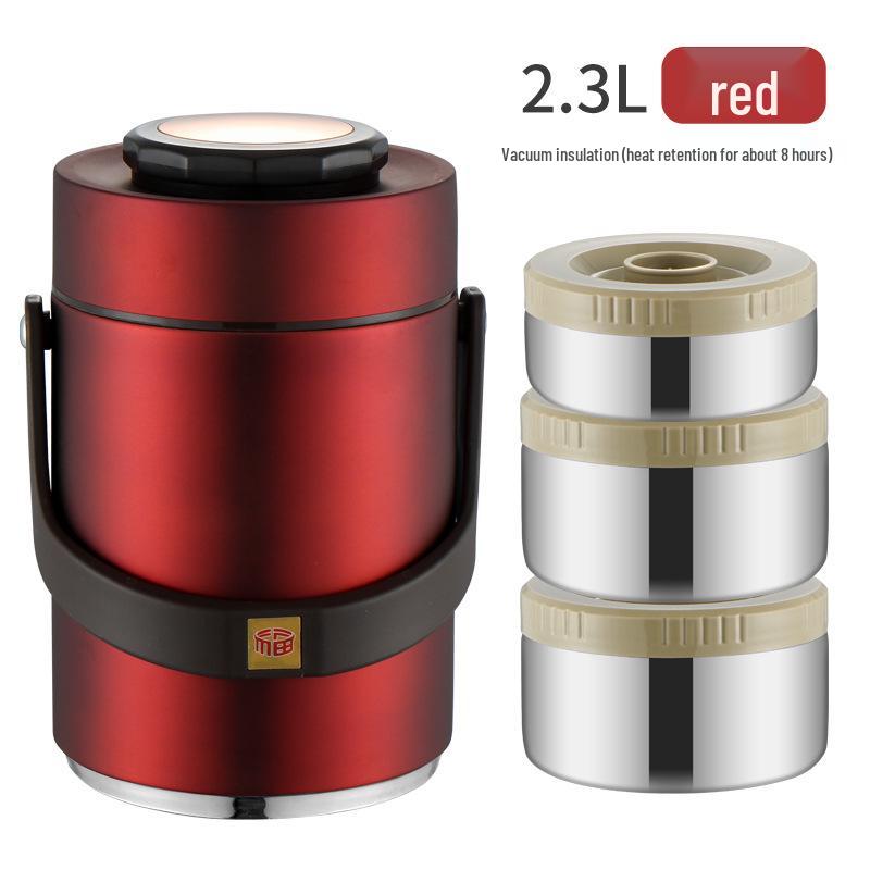 Three-Layer Insulated Stainless Steel Lunch Box - Large Capacity, Portable, Compartmented Container for Students and Office Workers