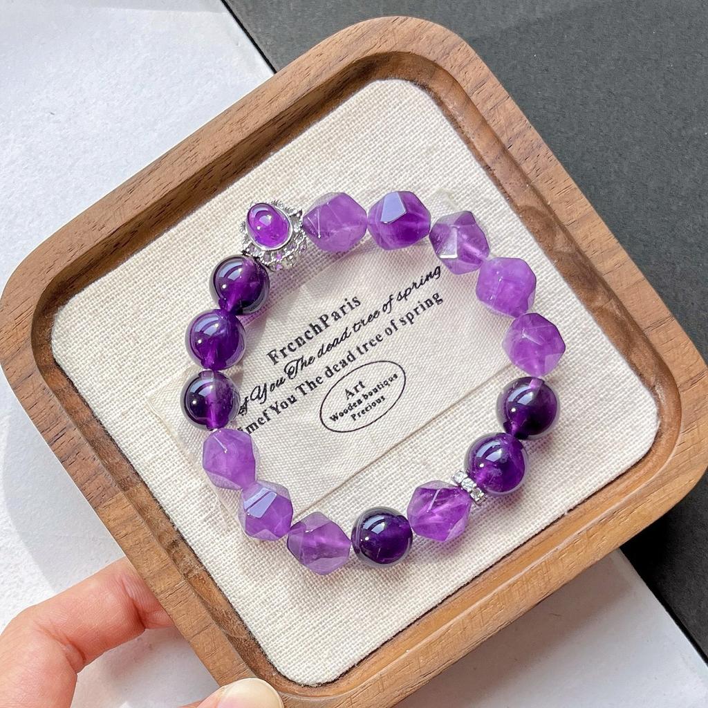 Natural Amethyst Bracelet, Purple Fluorite Rose Amethyst Cut Face Versatile High-End Bracelet, Crystal Bracelet.