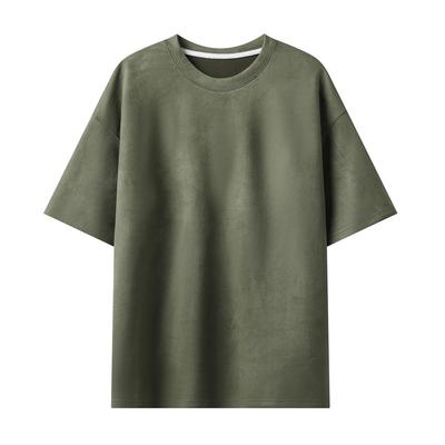 2024 Summer Men's Suede Solid Color Short-Sleeve T-Shirt - Multi-Color, Loose Fit