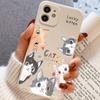 Cute Cartoon Cat Pattern Phone Case For iPhone 16 15 14 13 12 11 Pro Max Mini X XS SE 7 8 Plus 16E Shockproof Soft Cover Fundas