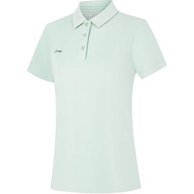 Li Ning Group Purchase Series Solid Color Comfortable Breathable Versatile Casual Sports Polo Shirt Women Tops Light-Moss-Blue APLU190-5