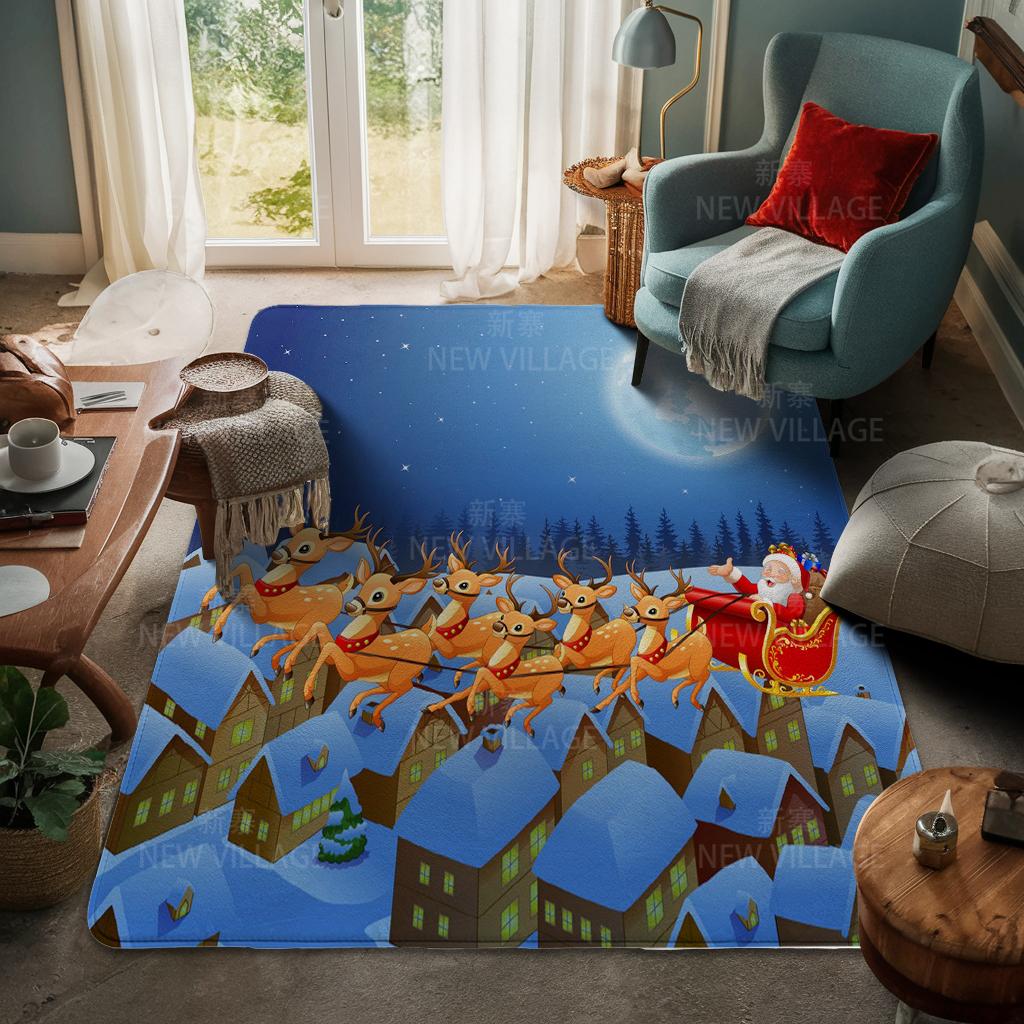 House Entrance Carpet Home Door Mat Living Room Bath Foot Bathroom Non-slip Water Absorption Rugs Bath Merry Christmas Winter