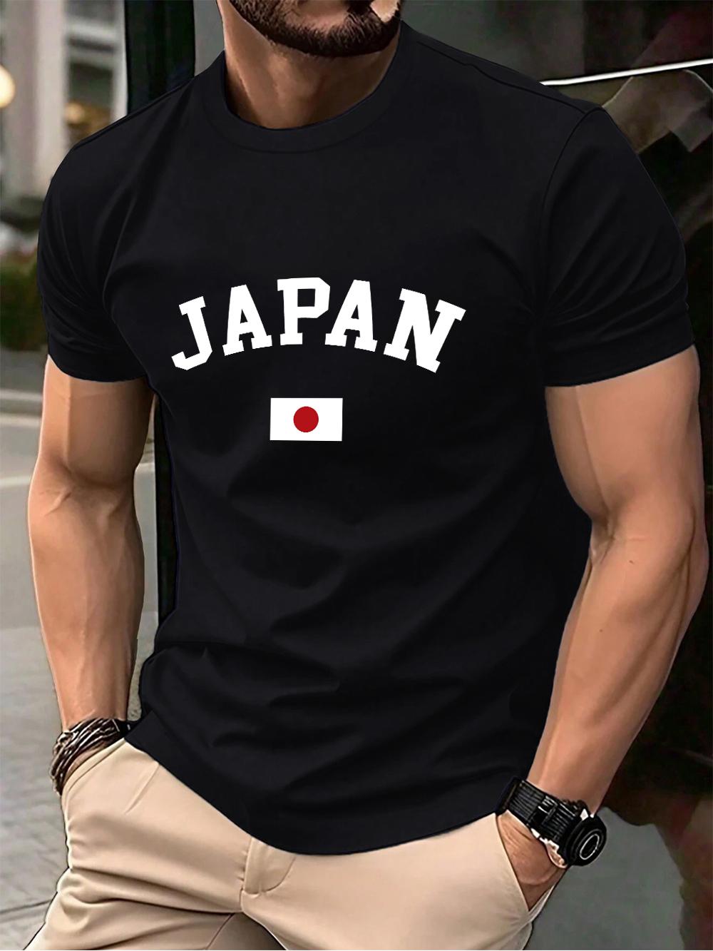 ZheXiong TEE Japanse Vlag Print Heren T-shirt Katoen Zomer Zacht Oversized Top Ronde Hals Korte Mouw Comfortabel T-shirt Casual Mannenkleding S