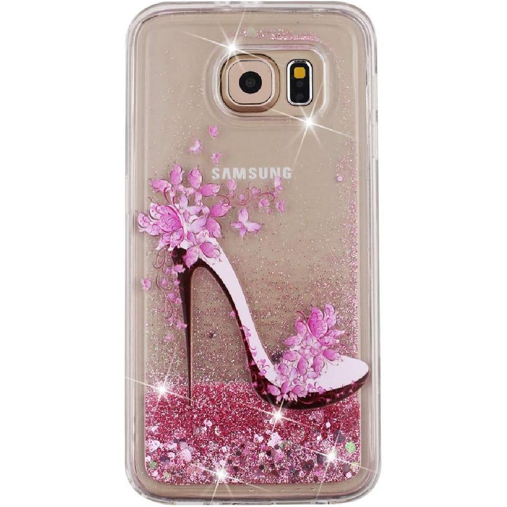 Case for Samsung S6 for Girl Glitter Sparkle Floating Shiny Quicksand Clear Soft TPU Silicone Shockproof Protective Bumper Thin Cover for Samsung