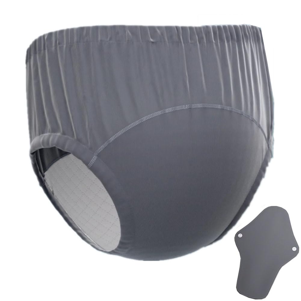 

LAROTSUBA Тканевые защитные дышащие многоразовые тренировочные трусы от недержания для лежачих и послеродовых пациентов, нижнее белье с карманами, серый