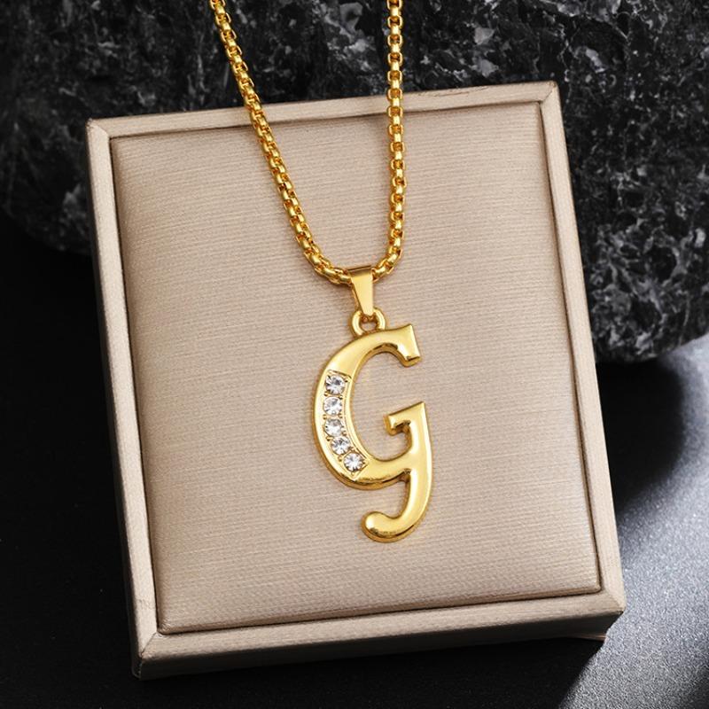 Nový 26 diamantový náhrdelník s anglickými písmeny pro muže a ženy, trendy a kreativní náhrdelník s přívěskem osázeným diamanty