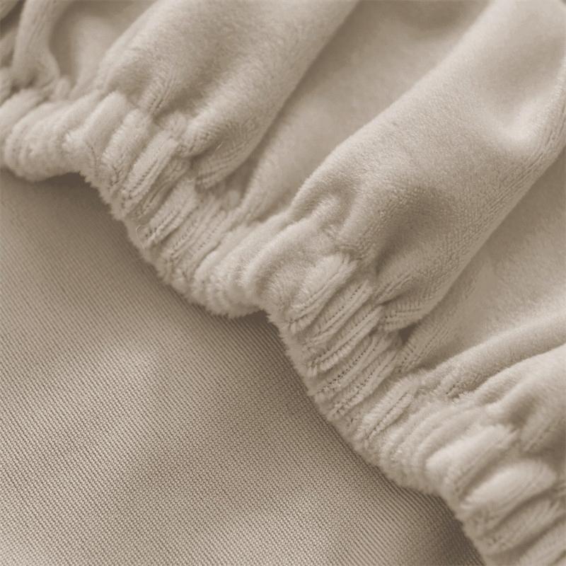 Skandinavische Stuhlhusse Cappuccino-Beige Elastisches Samt [21Ed]