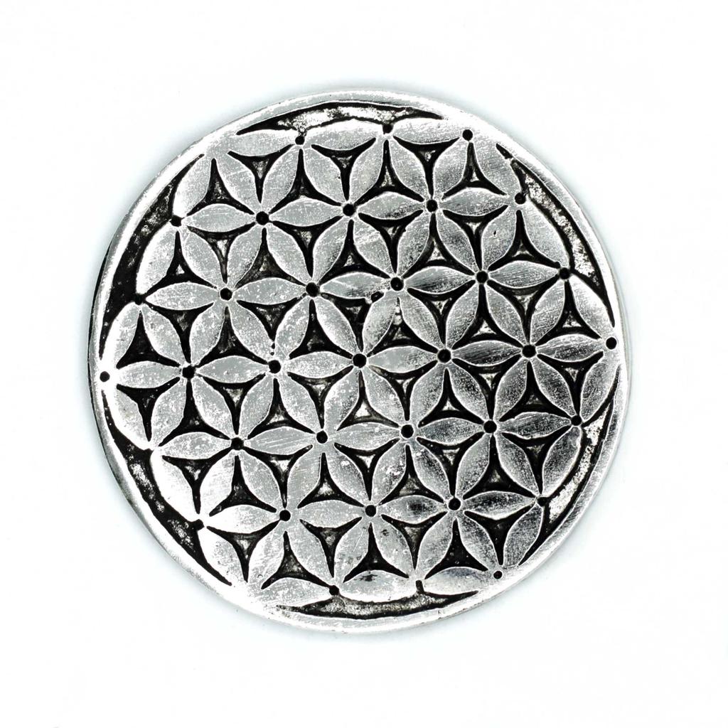 Incense Holder Flower of Life Aluminium 11cm