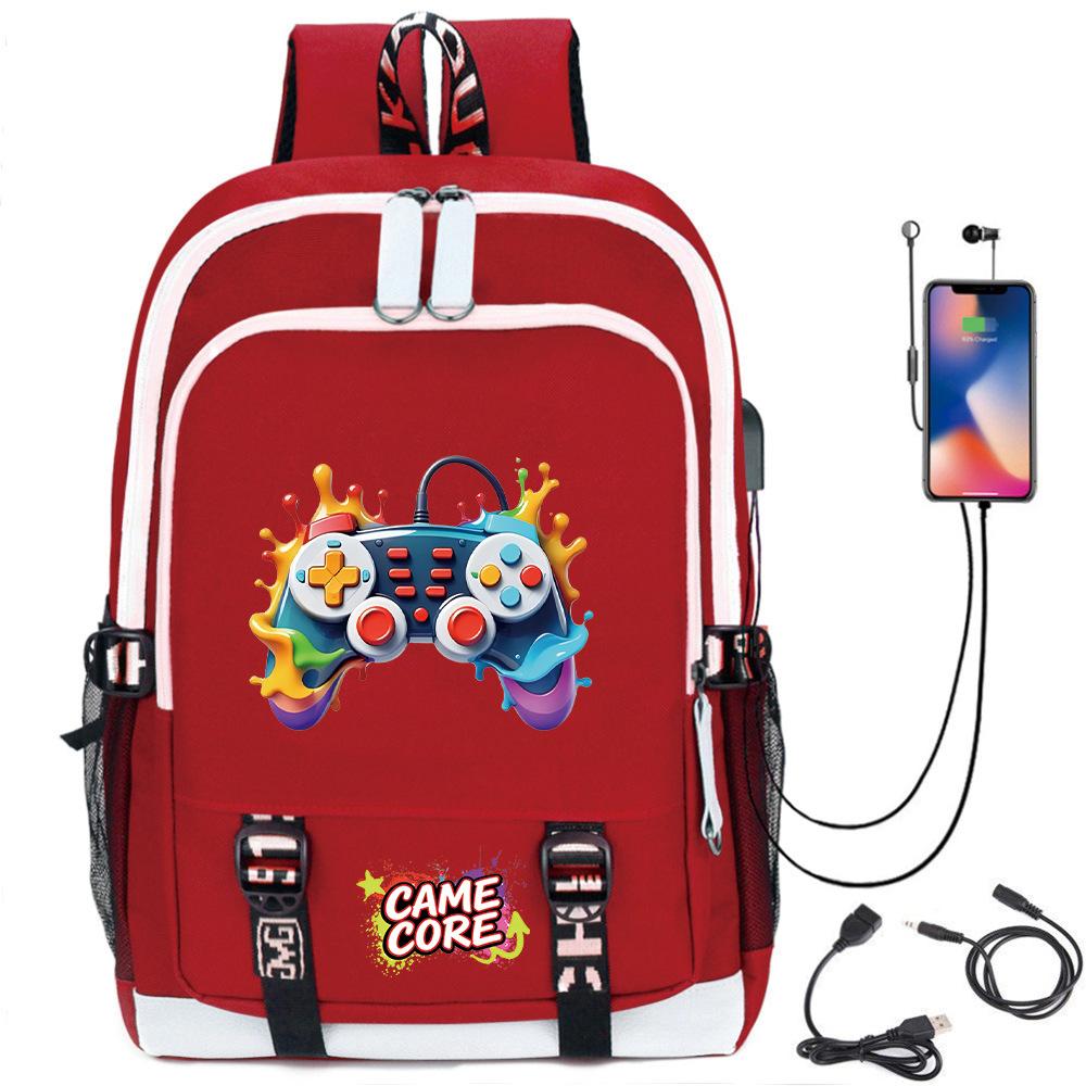 Digital Printing Gamepad Pattern Backpack Cartoon Elementary School Bag Large Capacity Usb Backpack