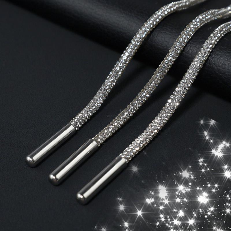 1 szt. Tęczowe sznurówki z diamentami Luksusowe sznurówki z cyrkoniami Sznurówki do sneakersów Okrągła sznurówka 100/120/140/160CM Sznurówki DIY