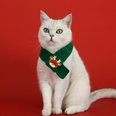 Collare di Natale per Animali Domestici Ricamato Albero di Natale Pupazzo di Neve Babbo Natale Motivo Alce Set Sciarpa e Cappello Lavorati a Maglia per Animali Domestici