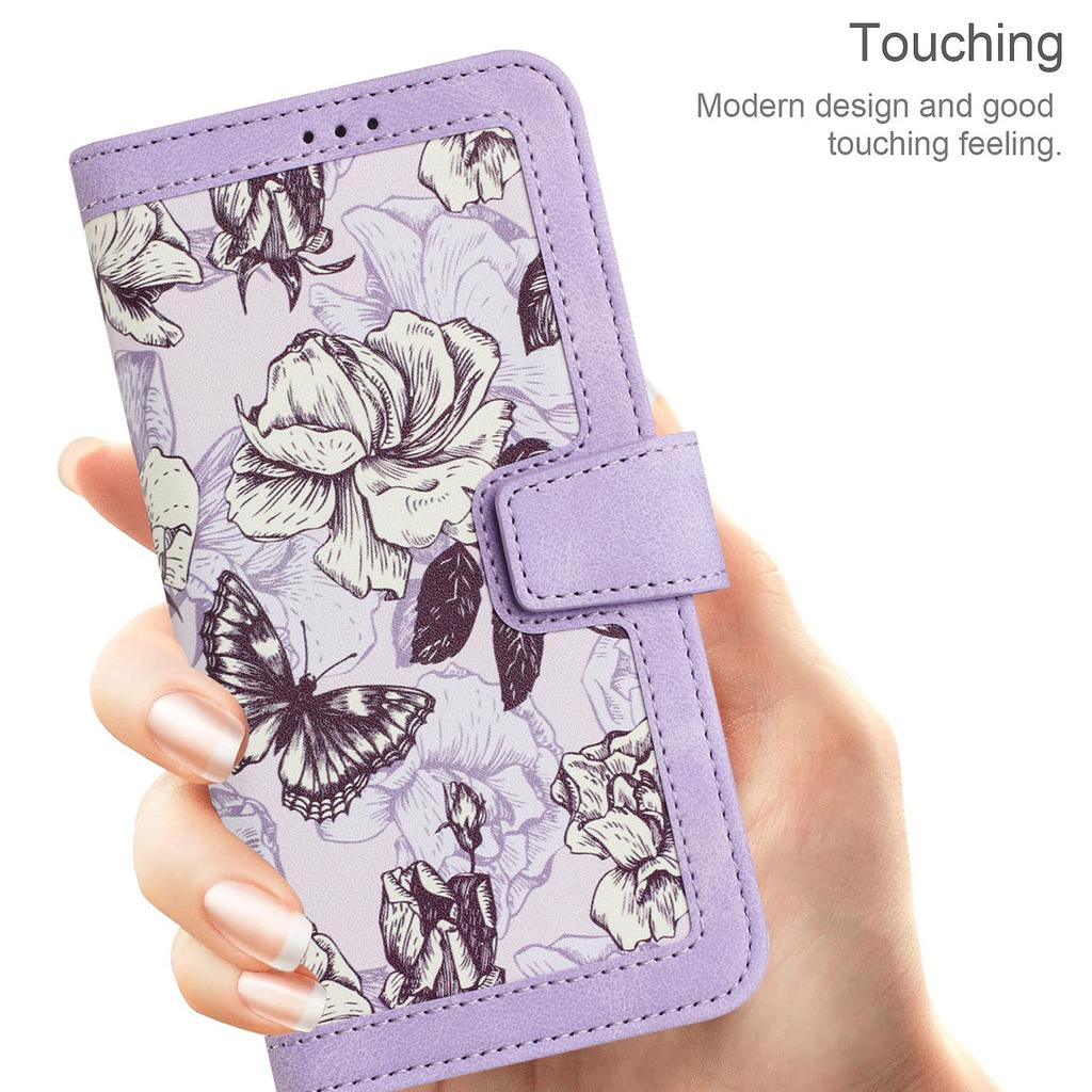 For Motorola Moto G 5G (2024) Case Flower Pattern PU Leather Phone Cover with Card Holder