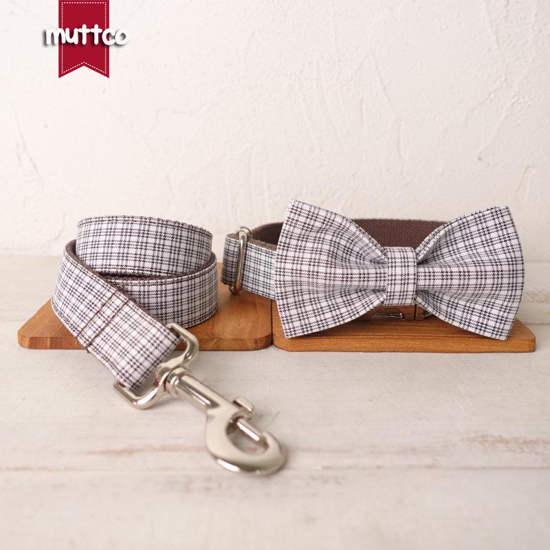 MUTTCO Stylish Dog Collar & Leash Set with Bowtie - UDC-102 Large