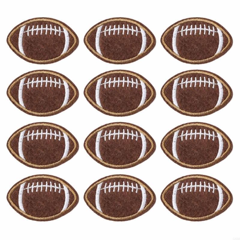 

G8DA 12 Pcs Football Embroidered Iron On Patches Sew On Embroidered Applique Decoration Sewing Patches for Bag Jeans Clothes