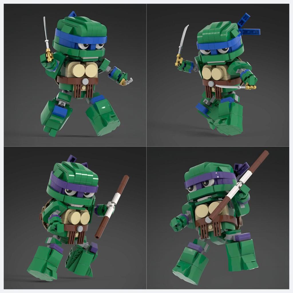 MOC Animated Movie Figures Turtle Mecha Model 1987 Violent Tortoise Warrior Mini Doll Building Block Kid Toy Adult Birthday Gift