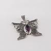 Amethyst Gemstone Silver Pendant 1.5" , 925 Sterling Silver Women Jewelry, Butterfly Pendant For Valentine's Day Gift CP-41-1