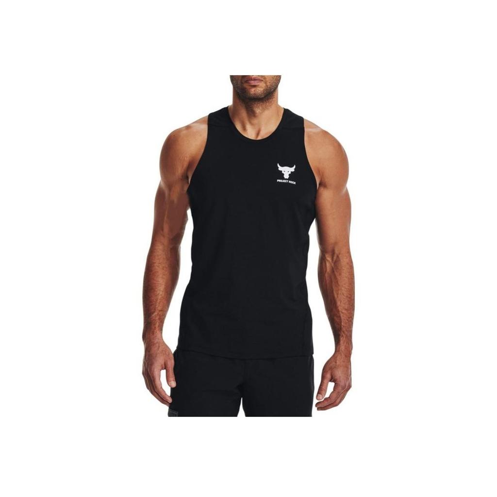 Under Armour Potisk loga Kulatý výstřih Volné Bez rukávů Tréninková vesta Pánské topy Černá 1373804-001