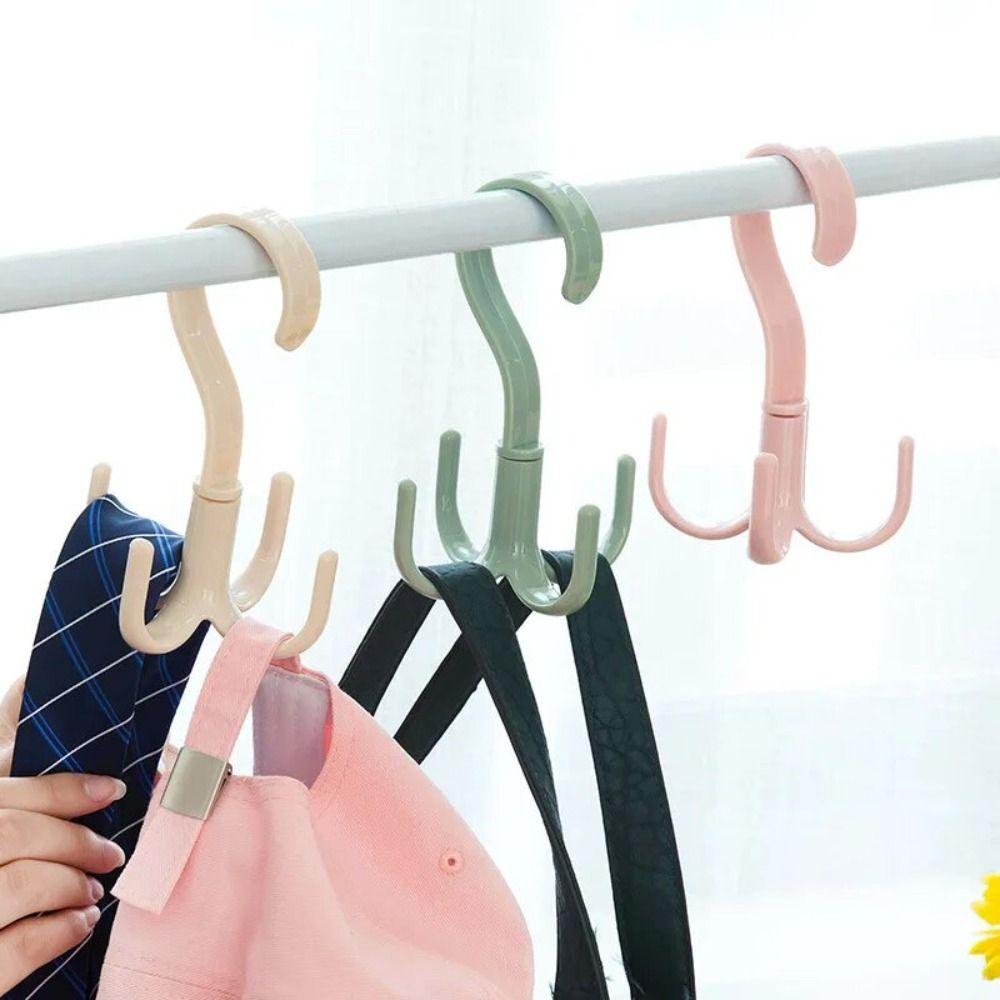 Space Saving Rotatable Hanger Hooks Plastic Spinner Hanger Bag Hanger Four Claw Hooks  Home