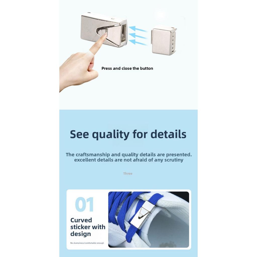 1pairs Wide Elastic Flat Straps with Metal Press Buckles - No Need To Tie Lazy Shoelaces, Lightweight Elastic Shoelaces Suitable for Sports Shoes