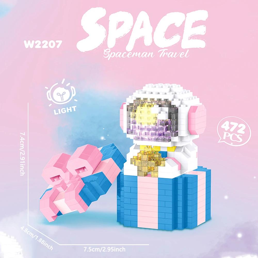 LED Astronaut Building Blocks for Kids – Space Theme Toy with Pen Holder & Mini Lamp, Educational DIY Craft,birthday Present
