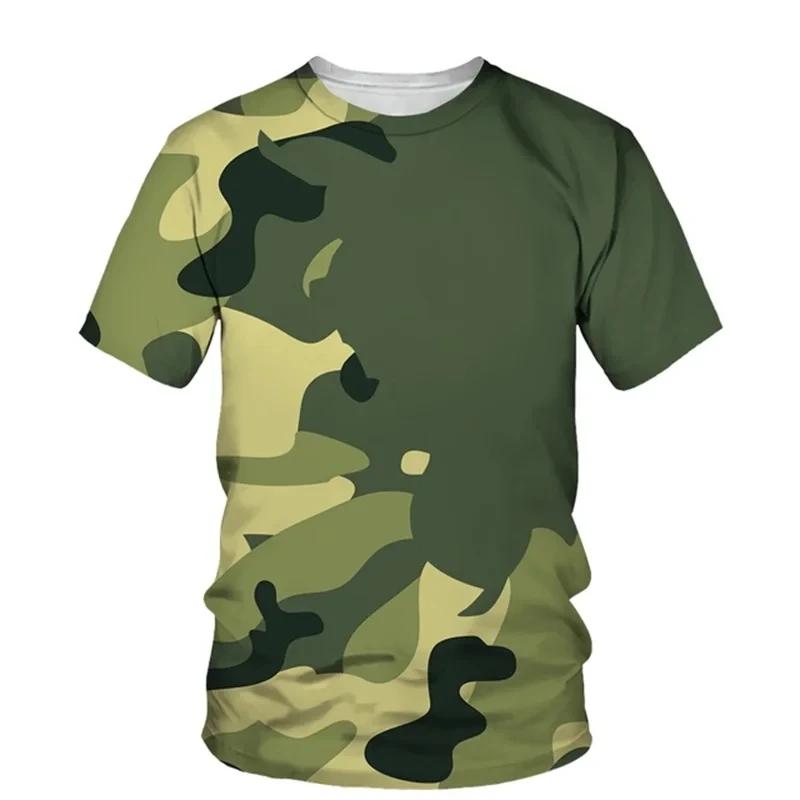 Summer Men's Camouflage Clothing 3D Printed T-shirt Fashionable Casual Short Sleeved Street Popular Plus Size Top