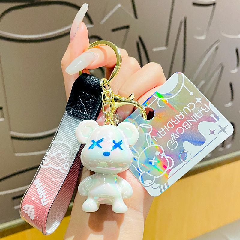 Acrylic Cartoon Graffiti Bear Key Chain Creative Doll Women Bag Pendant Jewelry Cute Mobile Phone Car Keychain Xmas Birth Gift