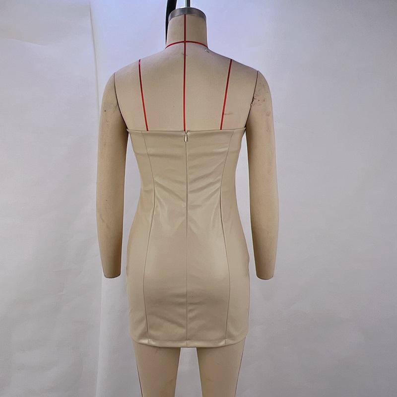 2024 European & American Style Women's Solid Color Sexy Tube Top Slim Waist Dress - Nightclub Outfit
