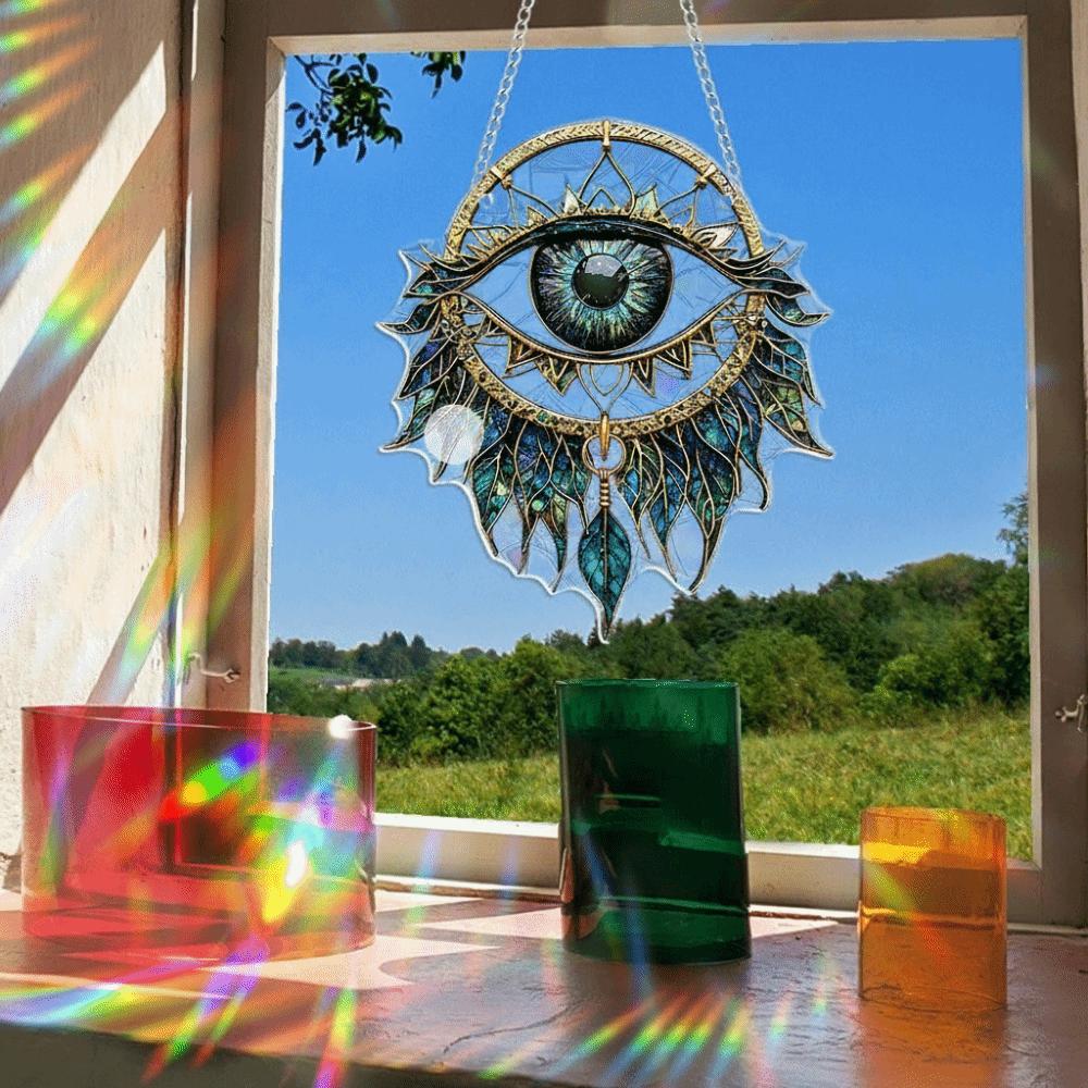 Eye Shape Evil Eye Decoration 2D Flat Hanging Pendant Wall Decoration Sun Catcher  Garden Decor
