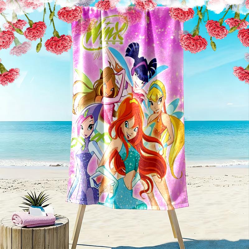 Winx Club Print Beach Towel, Large Soft Quick Dry Towel for Beach Camping Swimming