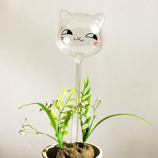 Cat Plant Watering Bulb Clear Glass Automatic Watering Bulb Planter Insert Cute Kitten Shape Watering Globes for Indoor Outdoor Potted Plants