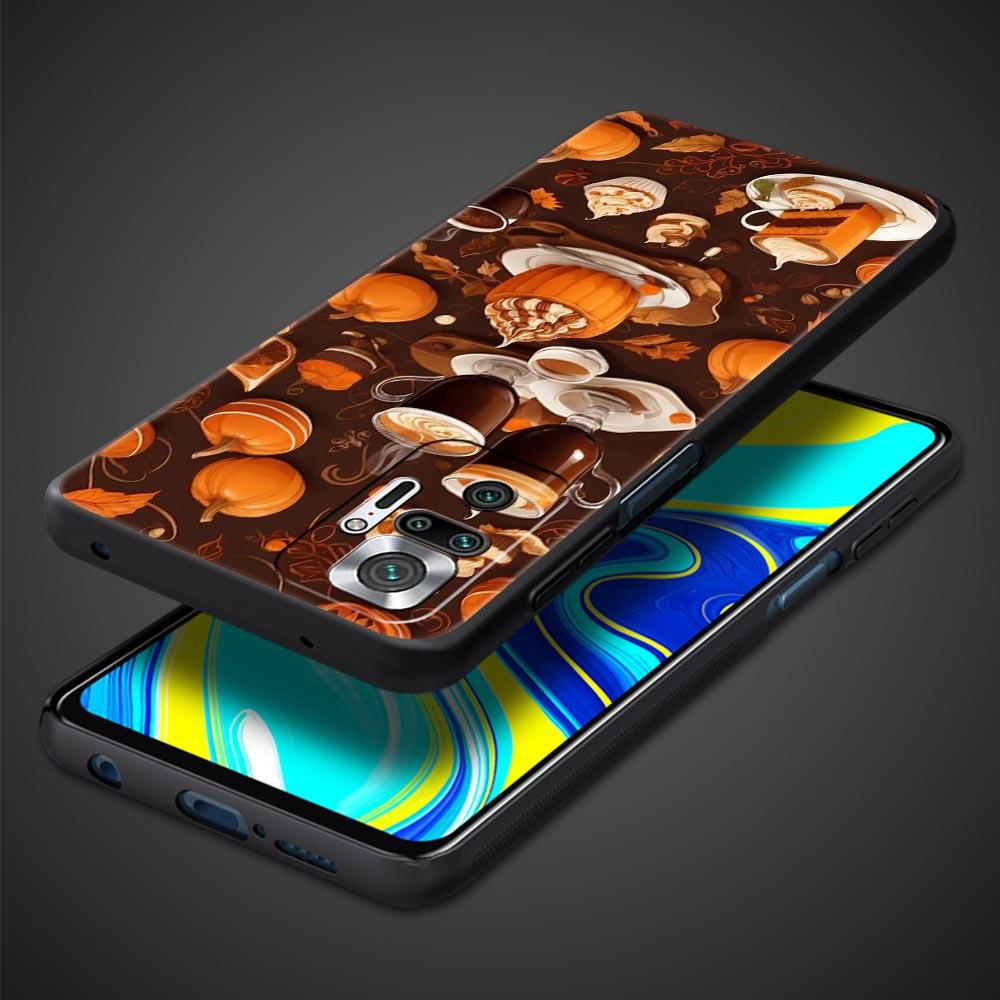 Pumpkin Autumn Leaves Coffee Phone Case Cover for Redmi 14C 10C Note 15 14 13 12 10 11 K40 Pro Plus 5G Soft TPU Shockproof Capas