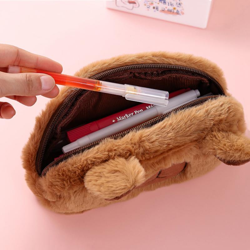 Cute Capibala Plush Pencil Case, Cartoon Stationery Storage Bag, Large Capacity Stationery Box