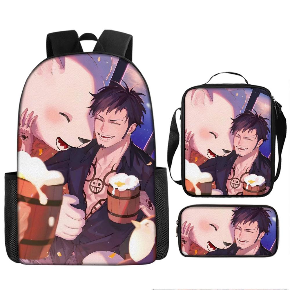 Animation ONE PIECE schoolbag three-piece play peripheral backpack large capacity middle school student outdoor campus computer bag