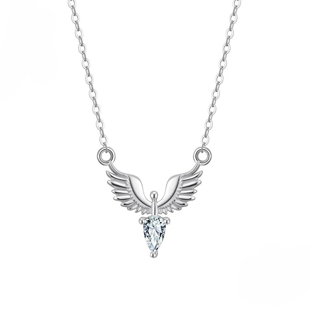 

Dainty Phoenix Pendant Necklace with 5A Zircon 925 Sterling Silver Fantasy Bird Shape Charm Wing Sweater Chain