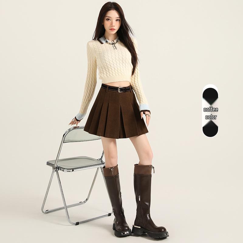 2026 Women's A-line High Waist Pleated Skirt - Autumn/Winter School Style