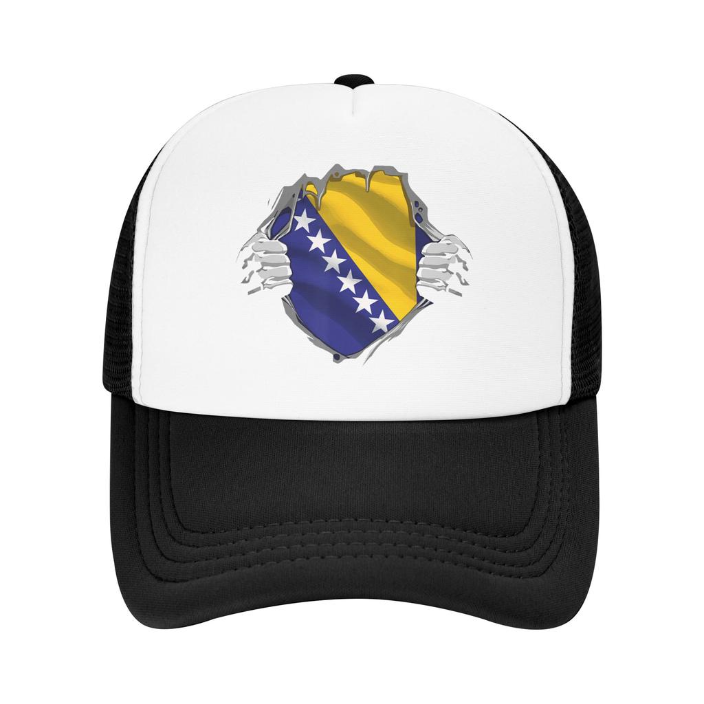 Bosnia and Herzegovina Flag Mesh Baseball Caps Unisex Women HipHop Sun Hat Hat Breathable Summer Trucker Cap