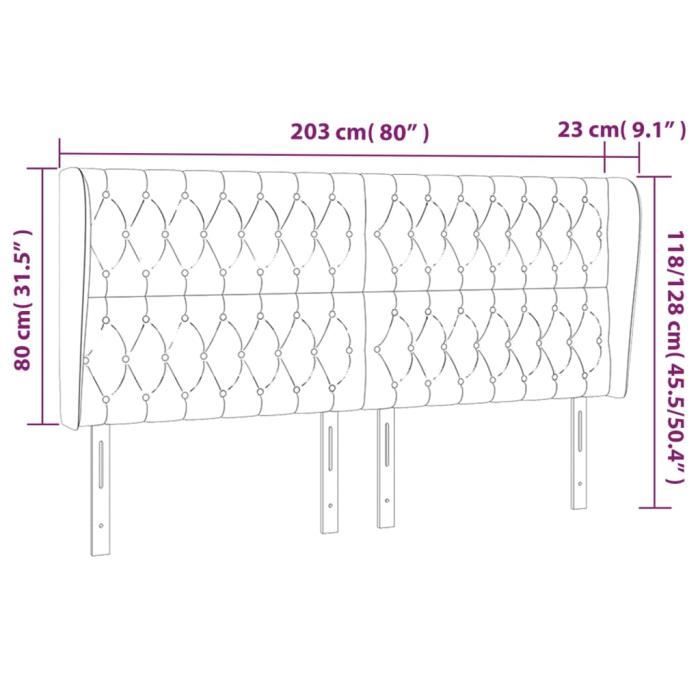 VidaXL Headboard with Ears Taupe 203x23x118-128 Cm Fabric3118318