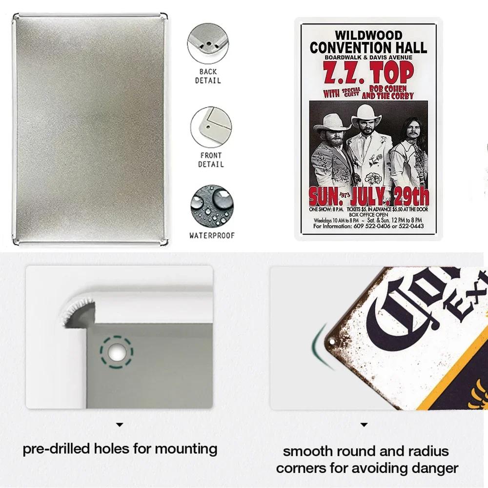 Tin Sign ZZ TOP Rock N Roll Poster Decorative Plaque Metal Signs Retro Vintagge Wall Plate For Home Club Pub Gift Wall Decor