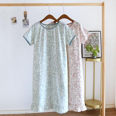 Fustă de pijama de vară pentru femei, 100% bumbac, tifon, dulci și drăguț, Fustă de pijama pentru doamne, rochie mare pentru acasă, haine de dormit