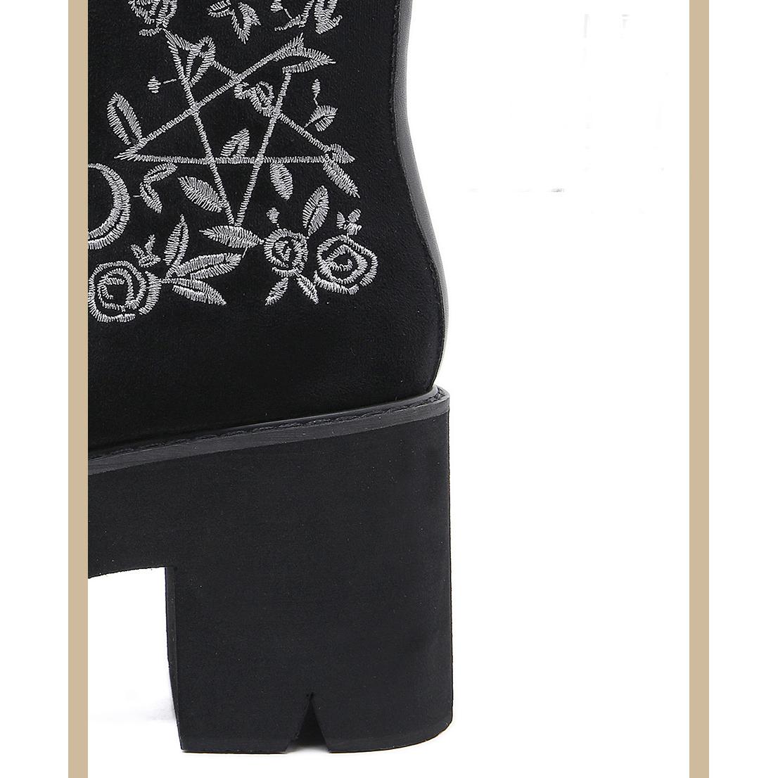 Модные ботинки на платформе с цветочным узором — фото 8