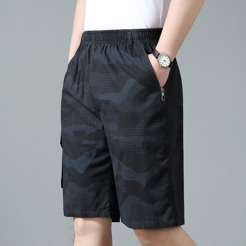 Mens Casual Camo Print Multi Pocket Cargo Shorts