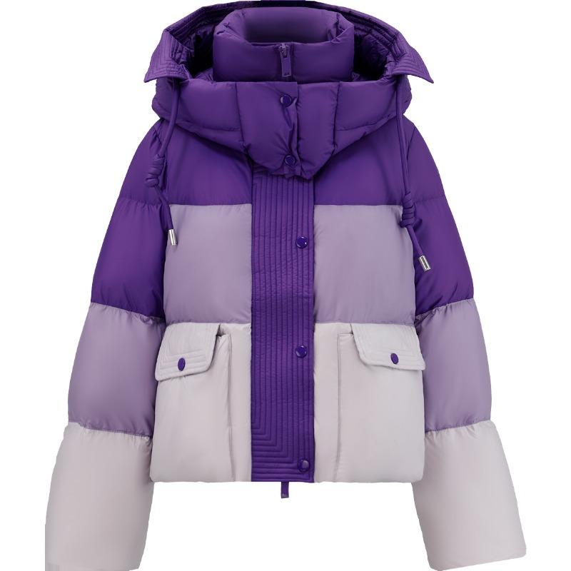 

Winter short high-end contrasting color down jacket thickened fashionable small cold-resistant bread jacket S