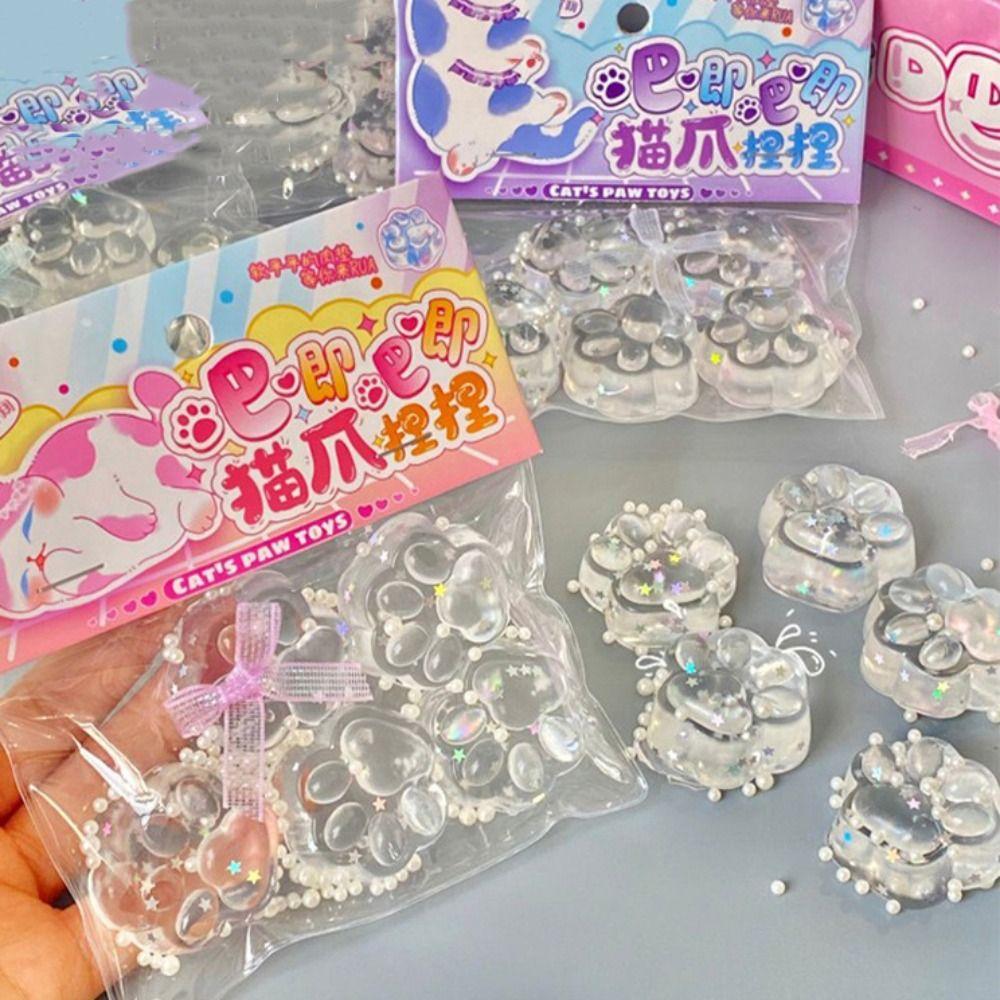 Silicone Cartoon Fidget Toy Slow Rebound Cat Paw PinchToy Children Adult