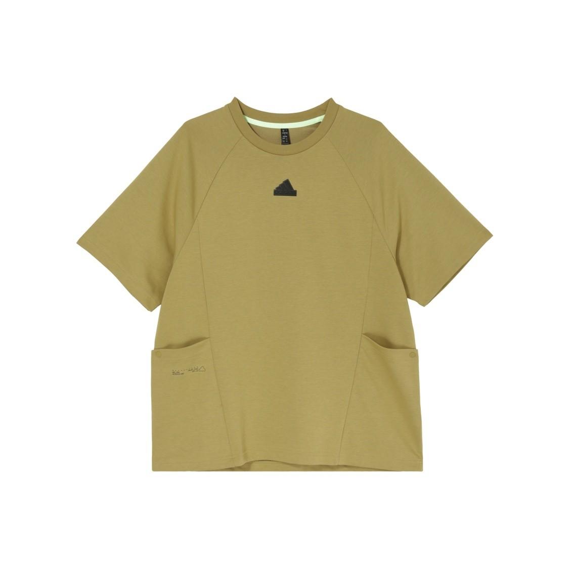 adidas Quick-Dry Striped Sports Casual Short-Sleeve T-Shirt Men’s Khaki Brown M