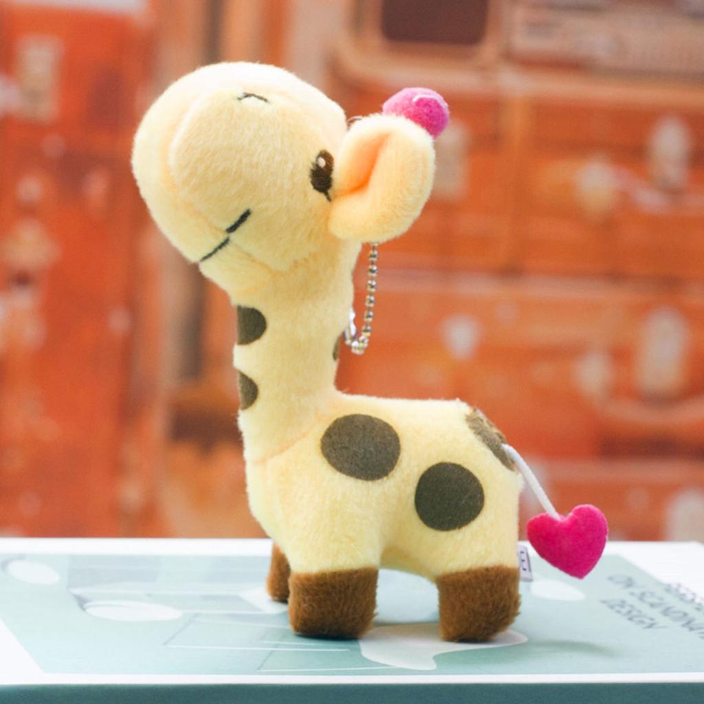 12cm Cute Giraffe Plush Toy Pendant Soft Deer Stuffed Cartoon Animals Doll Baby Kids Toys Christmas Birthday Colorful Gifts