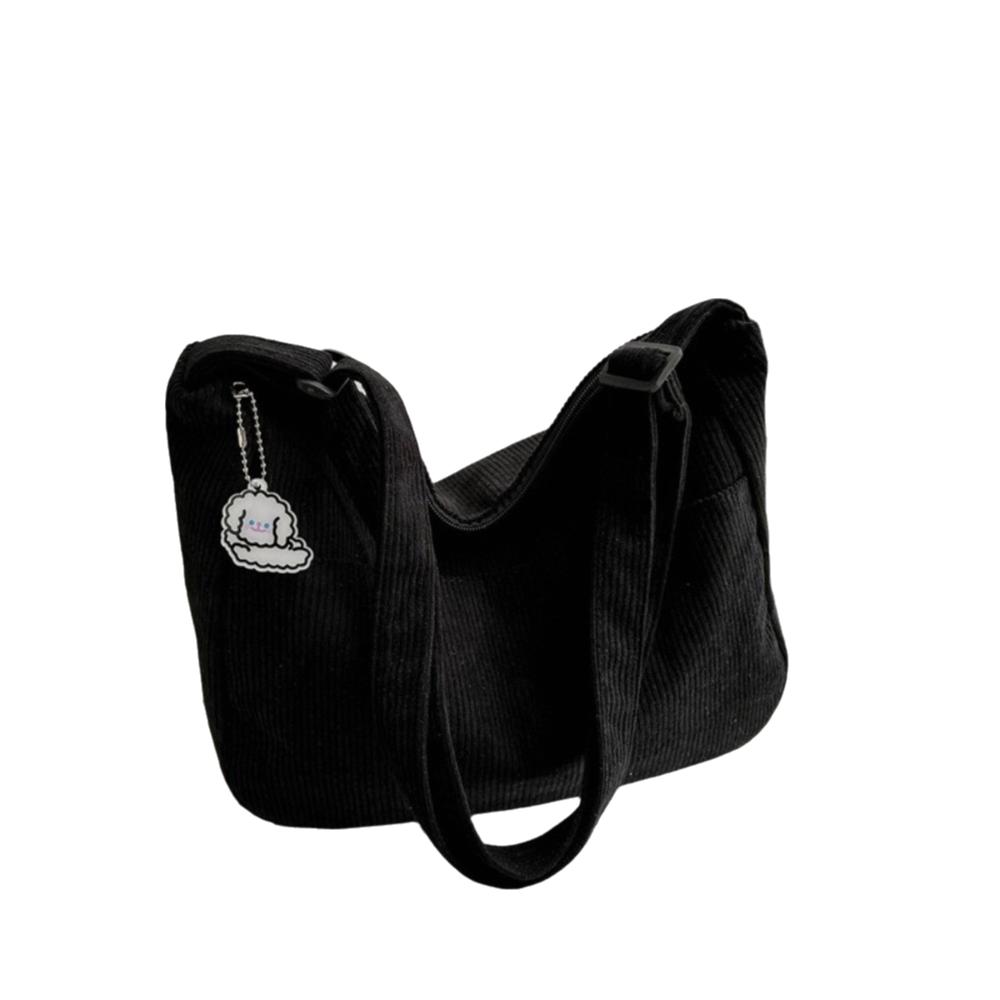 Korean Style Corduroy Shoulder Bag Solid Color Women Tote Bag Portable Crossbody Bag  Women
