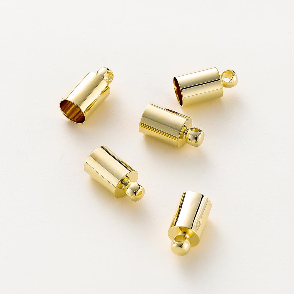 

20pcs/Lot 14K Gold Plated End Crimp Caps Leather Cord Beads Caps For DIY Necklace Jewelry Making Findings Supplies 3x8mm 20pcs