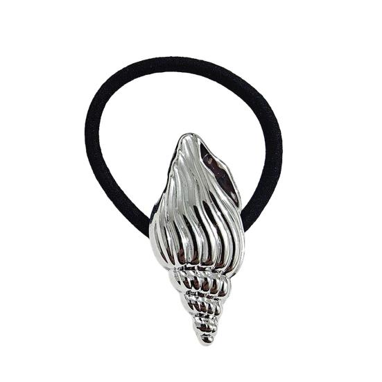 3Pcs Women Hair Ties Elastic Hair Bands with Metal Conch Shell Starfish Decoration Soft